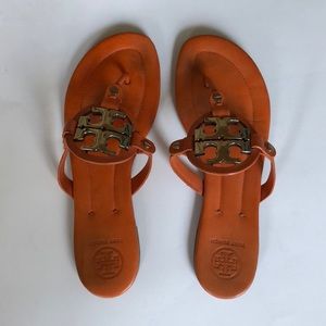 Tory Burch logo orange sandals